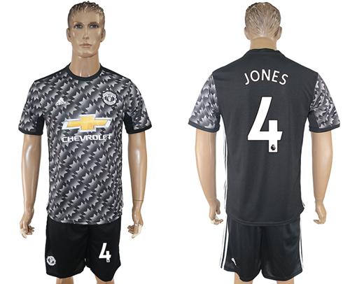 Manchester United #4 Jones Black Soccer Club Jersey - Click Image to Close
